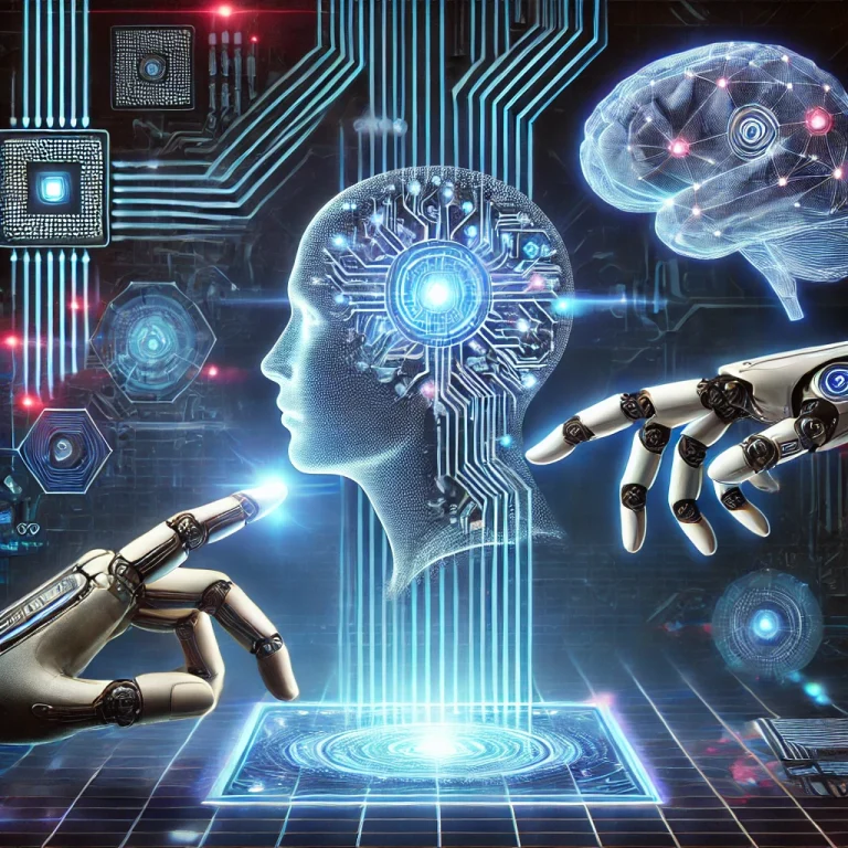 추상적인 디지털 회로 패턴과 빛 효과가 어우러진 AI 이미지