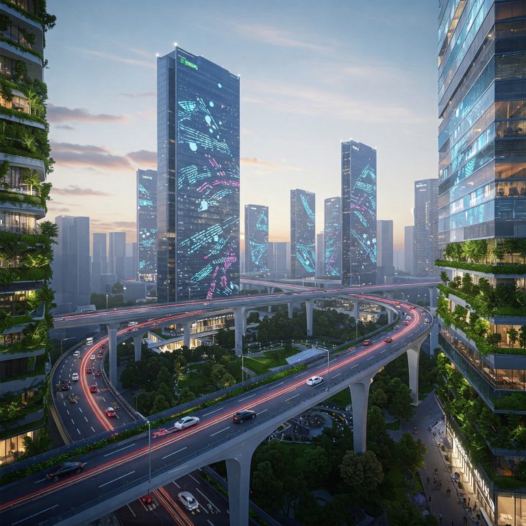 미래적인 도시 풍경