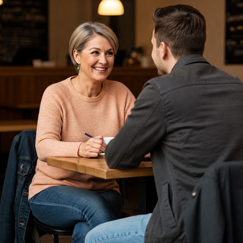 남성 면접을 보고 있는 여성
