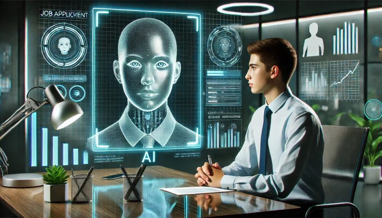 면접 중 지원자가 면접관들과 대화를 나누는 모습